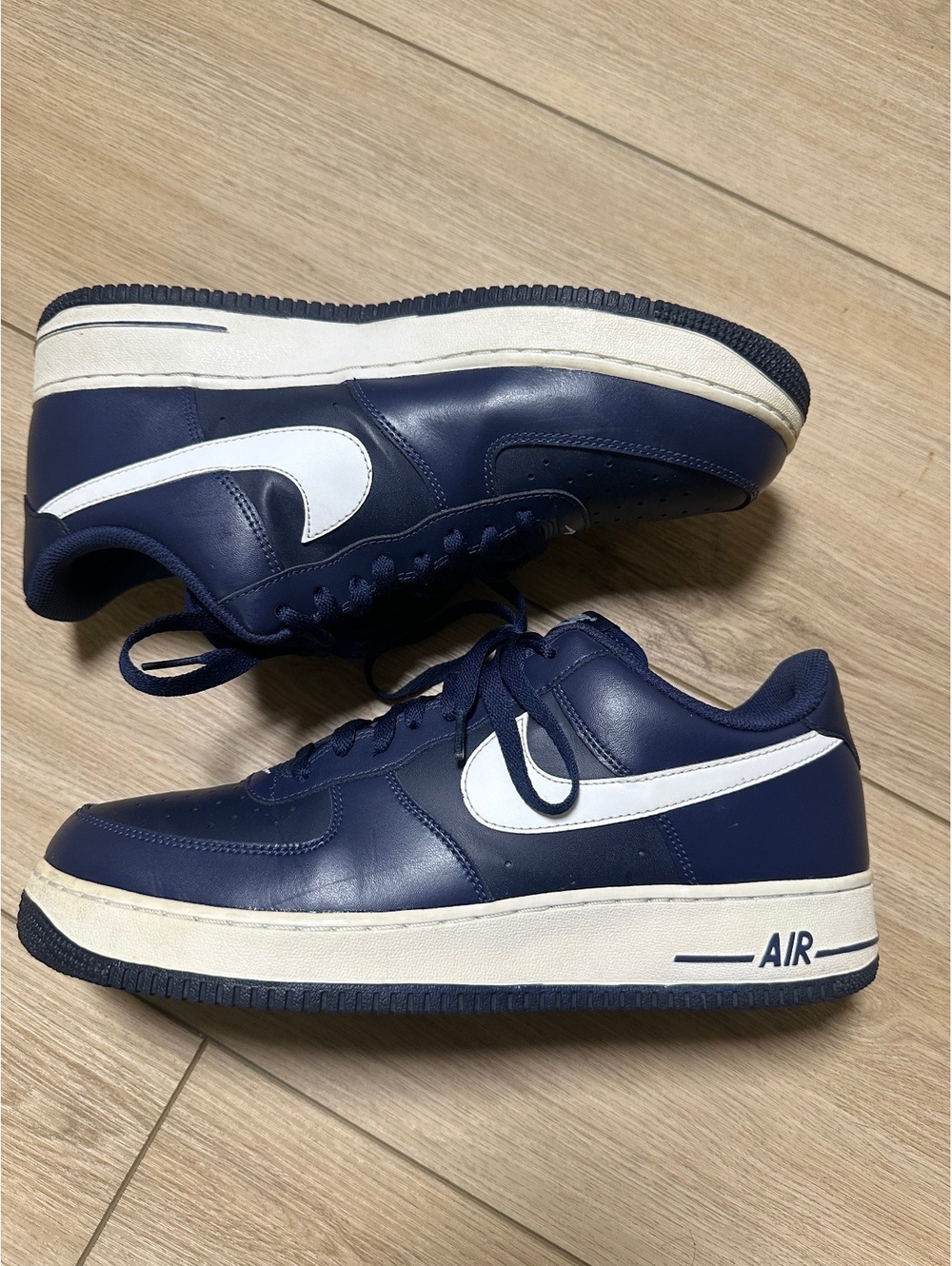 Nike Air Force 1 Leather Sneakers Navy Blue White Men's Size 12